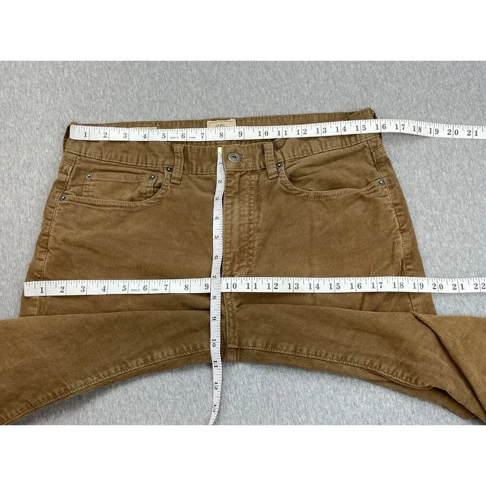 J Crew Pants Men 31 x 32 Brown 770 Corduroy Cotton Blend Stretch Straight Leg‎